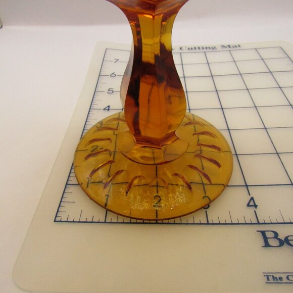 Fenton Round Compote Thumbprint Colonial Amber Ruffled Edge - Picture 10 of 12